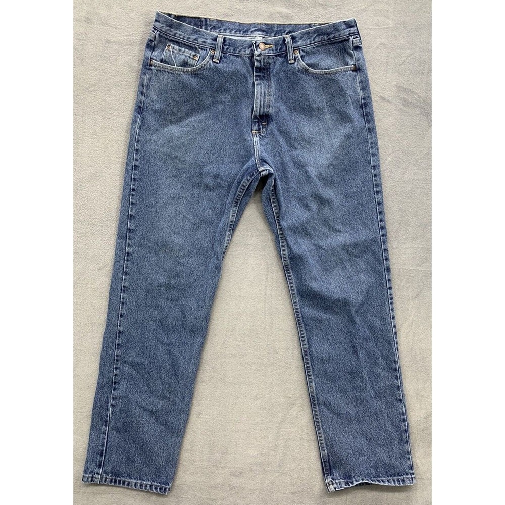 Vintage Wrangler Denim Jeans Men's Size 38X34 Blue Relaxed Fit 100% Cotton Tuff